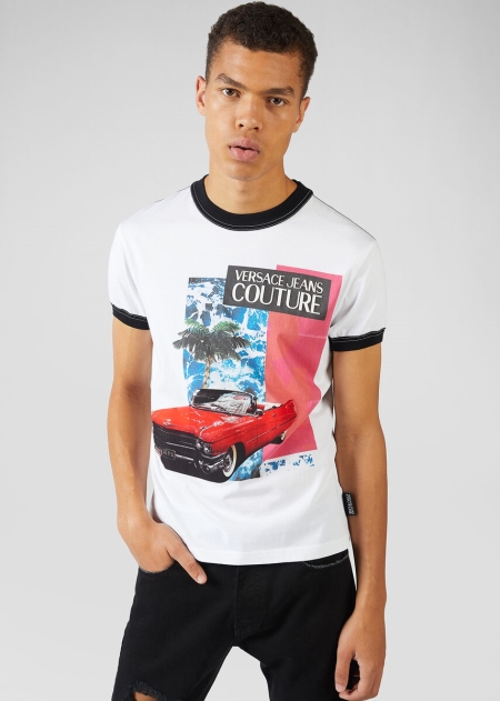 Versace Palms and Cars Motif T-shirt Herr - 279684XWZ